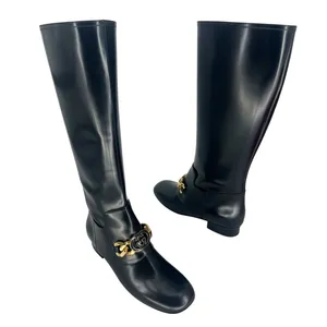 Gucci Interlocking GG Chain Patent Leather Knee‎ Boots thumbnail 5
