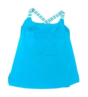 Lululemon Womens Blue Striped Crossback Athletic Tank Top sz 10 thumbnail 1