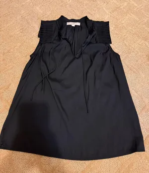 LOFT Black Pleated Shoulder Camisole thumbnail 1