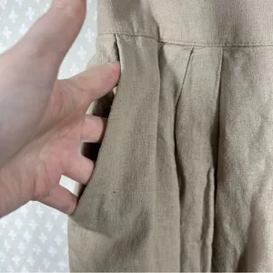 Abercrombie‎ & Fitch Women Trousers Sz M Tan Linen Pleated High Rise Wide Leg thumbnail 3