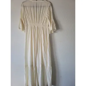Knox Rose Women's Dress • Cream Swiss Dot Peasant Western Boho Flowy Small thumbnail 4