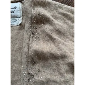 Abercrombie Vintage Y2K Beige Tan Wool Rabbit Cashmere Beaded Rhinestone Shrug Crop Sweater thumbnail 3