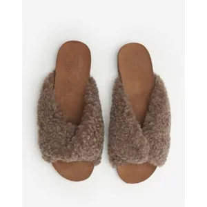 Flattered‎ Lou Teddy Knotted Genuine Shearling Slide Sandals in Taupe thumbnail 2
