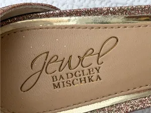 Jewel Badgley Mischka Women’s 8 Rose Gold Glitter Block Heel Sandals thumbnail 4