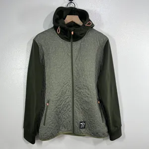 Kari Traa Quilted‎ Hooded Jacket Women's XL Green Full Zip Contrast Sleeves thumbnail 2
