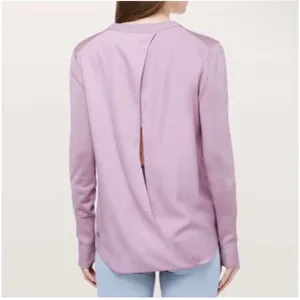 Lululemon Still at Ease Lavender Purple Open Back Knit Sweater Long Sleeve thumbnail 2