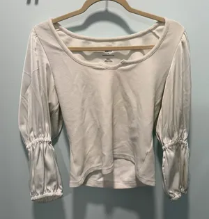 Maeve Anthropologie‎ Puff Sleeve Top White Small Boho Romantic Date Night thumbnail 1