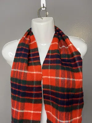 Glen Lossie Scarf Womens One Size Red Fraser Plaid Cashmere Wool Fringe Scotland thumbnail 2