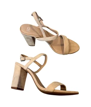 BP Tan Suede Block Heel Ankle Strap Sandals Women Size 8M thumbnail 1