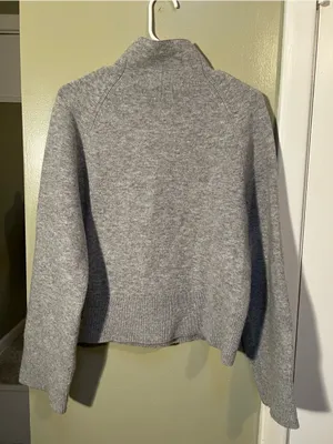 H&M Women's Sz Small Gray Melange Wool-Blend Mock-Turtleneck Sweater Wide Sleeve thumbnail 7
