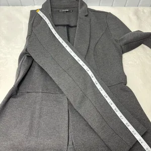 Quince Dark Gray Blazer Notch Collar Long‎ Sleeve Hook and Eye Work Size S thumbnail 10