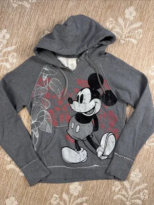 Disney women’s Gray Zip-Up Hoodie with Vintage Mickey Graphic thumbnail 1