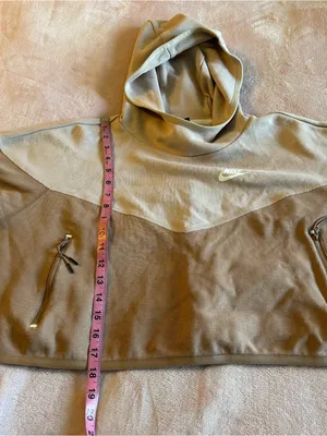 Nike two tone color block tan brown cropped oversized hoodie size S casual thumbnail 10
