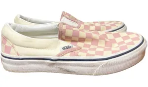 Vans Checkered Slip On Sneakers Skate Shoes Checkered Canvas Pink W5.5 M4 thumbnail 1