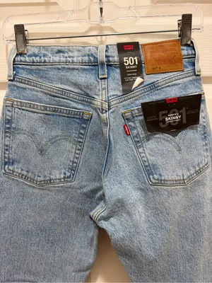 Levi's Light Blue Denim 501 Skinny High Waist Button Fly Jeans Size 24x28 thumbnail 6