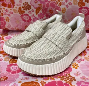 Sz 6 Dolce Vita Slip on sneakers shoes Dayo Slip-On tweed canvas multi gray tan thumbnail 1