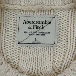 Abercrombie Fitch Cream Cable Fisherman Knit‎ Crew Neck Sweater Women Size L thumbnail 4