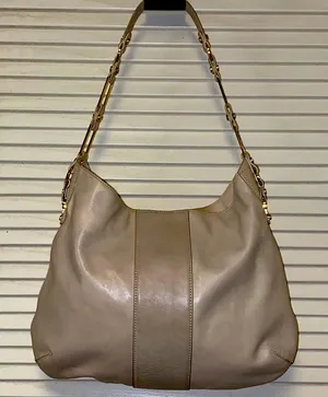 Tory Burch Taupe Leather Shoulder Bag with Gold Hardware thumbnail 1