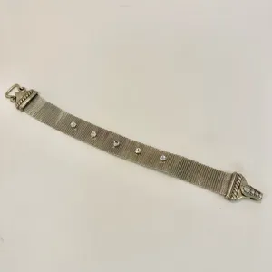 Silver tone mesh rhinestone vintage bracelet thumbnail 6