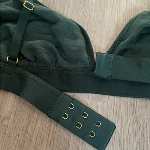 NWT AERIE VELVET STRIPE TRIANGLE BRALETTE Deep Forest Green size Medium thumbnail 6
