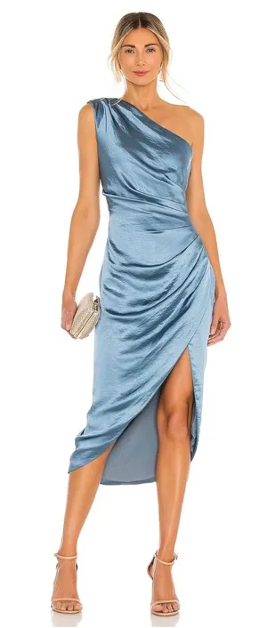Elliatt Revolve Cassini Midi Dress in Cadet Blue Size Small thumbnail 1