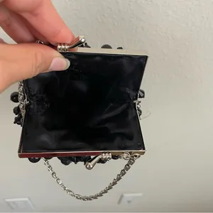 MENBUR Black Beaded Cocktail‎ Mini Hand Bag VTG thumbnail 4