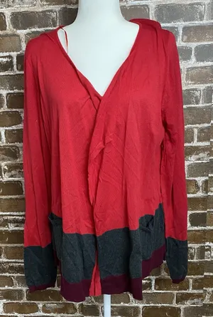 Vtg Attention Womens Red Color Block Light Weight Cardigan No Buttons Size XL thumbnail 1