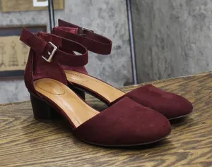Style & Co. Two Piece Stacked Heel Dress Pumps Berry Microsuede Purple 8.5M thumbnail 1