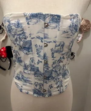 Blue Toile Corset Size M thumbnail 2
