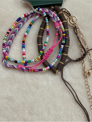 wild fable Pink and Multicolor Beaded Bracelet Set thumbnail 2