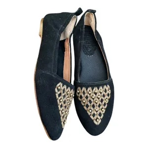 LATIGO Unity Suede Ballet Flats 7 Black Gold Studded Boho Comfort NWOT thumbnail 2