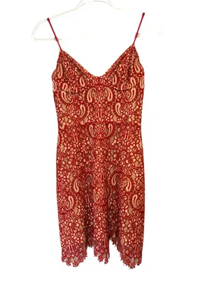 For Love & Lemons Vika Paisley Lace Mini Dress Rust Size Small thumbnail 4