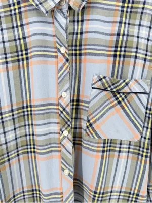 Aerie Boyfriend Flannel Button Down Pajama shirt light blue relaxed flowy fit thumbnail 6