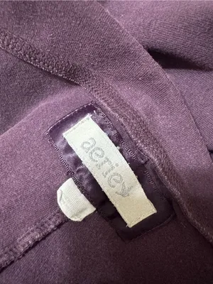 Y2K Aerie Cotton Deep Plum Fold-Over Waist Boot Cut Yoga Pants thumbnail 5