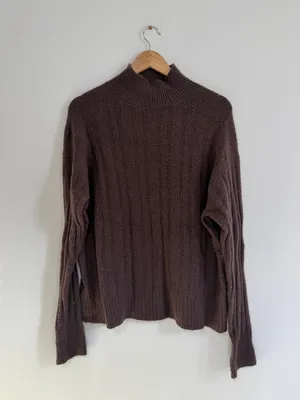 J CREW Ribbed Mockneck Sweater in Supersoft yarn Size XL Brown Knit BM209 thumbnail 2