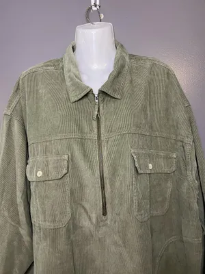 OFFLINE By Aerie Jacket Womens XL Green Corduroy 1/2 Zip Long Shacket Oversized thumbnail 1
