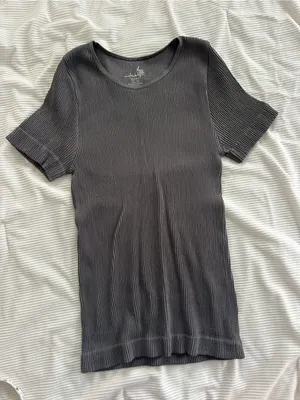 Ribbed Short-Sleeve Tee - Gray thumbnail 1
