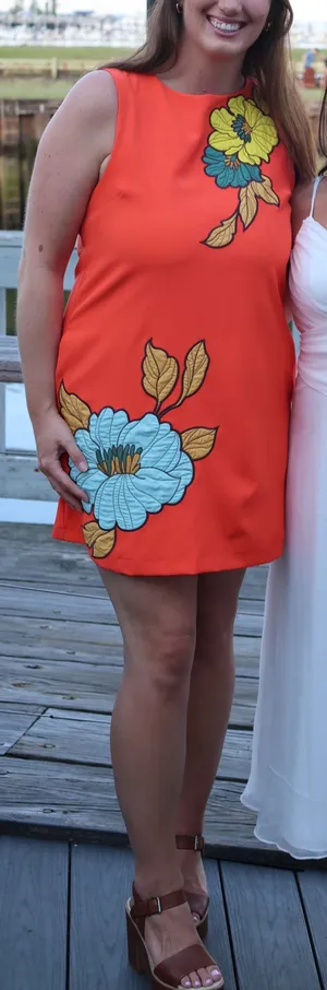 Vici Collection Mini Shift Dress Orange Floral thumbnail 3