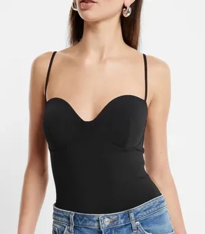 Express Black Corset Bustier Bodysuit thumbnail 1