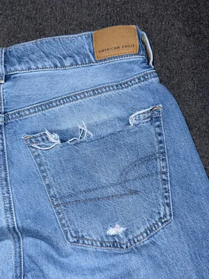 American Eagle Skater Jeans Baggy Wide Leg Distressed Medium Blue Wash Women’s 2 thumbnail 5