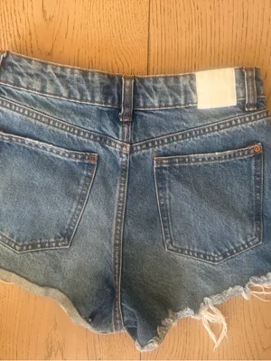 Zara Light Blue Distressed Jean Shorts thumbnail 9