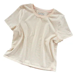 Free People We The Free Baby Tee T Shirt Striped Peach Mint Size S Boxy 100%‎ Cotton Staple thumbnail 7