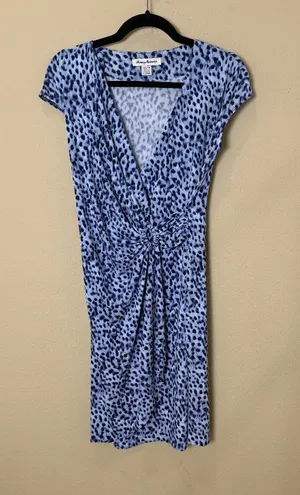 Tommy Bahama "Clara Lovely Leo" Faux-Wrap Dress Blue Animal Print Size XS thumbnail 1
