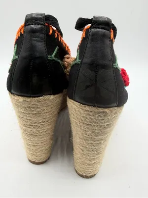 Vintage Y2K Juicy Couture Floral Embroidered Espadrille Wedges Womens 9 thumbnail 4