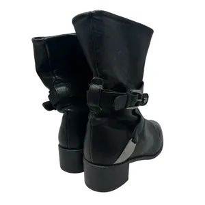 Stuart Weitzman Ranch‎ Dressing Boots Moto Buckle Leather Black Size US 6 thumbnail 9