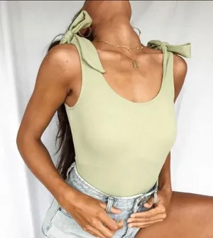Princess Polly Sage Green Shoulder Tie Bodysuit thumbnail 1