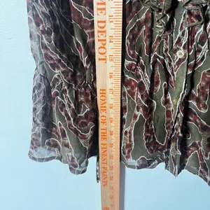 Vtg Y2k 2000s Ruffle Top Women's Medium Olive Green Sheer Fairy Grunge thumbnail 5