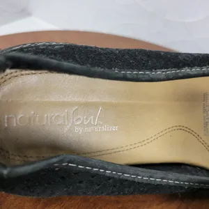 Natural Soul Women's Plantain Flats 9.5 Black Suede Leather Laser Cut Slip On thumbnail 5