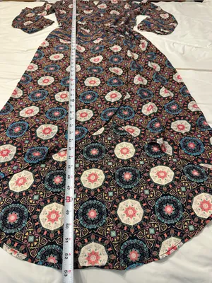 Fraiche by J Nadia Faux Wrap Boho Printed Long Sleeve Midi Dress - NWT - Size S thumbnail 14