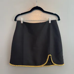 NWT Line and Dot Wild Black & Gold Chain Skirt thumbnail 2